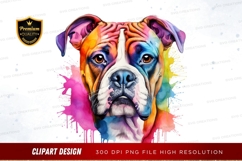 Colorful boxer dog clipart png Product Image 1