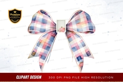 Pastel plaid bow clipart png Product Image 1