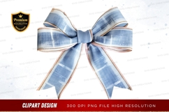 Elegant blue plaid ribbon bow clipart png Product Image 1