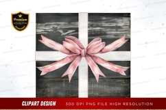 Elegant pink bow on wooden background Product Image 1