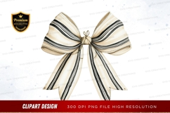 Elegant striped ribbon bow clipart png Product Image 1