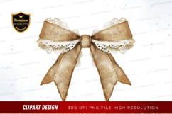 Elegant burlap and lace bow clipart png Product Image 1