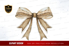 Elegant burlap ribbon bow clipart png Product Image 1