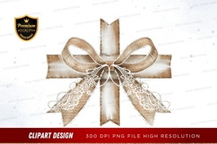 Rustic burlap and lace bow clipart png Product Image 1