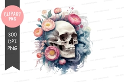 Skull with floral design clipart png Product Image 1
