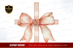 Elegant peach ribbon bow clipart png Product Image 1