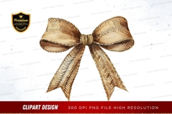 Golden woven ribbon bow clipart png Product Image 1