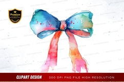 Colorful watercolor bow clipart png Product Image 1