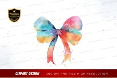 Colorful watercolor bow clipart png Product Image 1