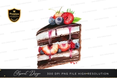 Delicious chocolate cake with berries clipart png Product Image 1