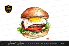 Delicious burger with fried egg Product Image 1