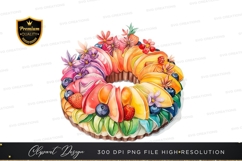 Watercolor fruits in pumpkins clipart png Product Image 1