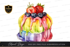Colorful fruit topped cake clipart png Product Image 1