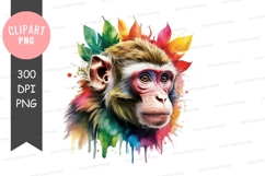 Colorful monkey with autumn leaves Product Image 1