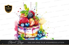 Vibrant fruit topped cake clipart png Product Image 1