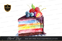 Rainbow layered cake with berries clipart png Product Image 1