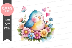 Colorful bird in a bed of flowers Product Image 1