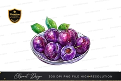 Bowl of plums clipart png Product Image 1