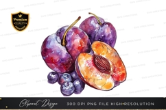 Watercolor illustration of plums and berries Product Image 1