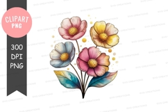Colorful bouquet of flowers clipart png Product Image 1