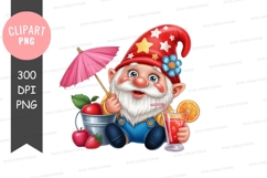 Cheerful gnome enjoying summer treats Product Image 1