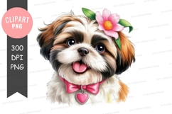 Cute shih tzu puppy with flower Product Image 1