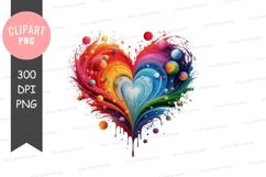 Colorful heart clipart png Product Image 1