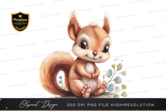 Adorable squirrel with flowers clipart png Product Image 1