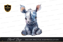 Cute baby rhino clipart png Product Image 1