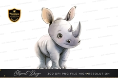 Cute baby rhino clipart png Product Image 1