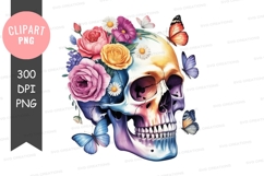 Colorful skull with flowers and butterflies Product Image 1