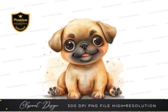 Cute pug puppy clipart png Product Image 1