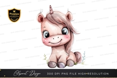 Cute pink unicorn clipart png Product Image 1