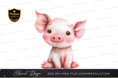 Cute pink piglet clipart png Product Image 1