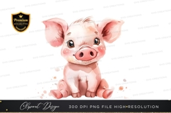 Adorable pink piglet clipart png Product Image 1