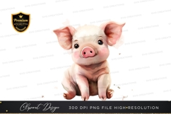 Adorable pink piglet clipart png Product Image 1