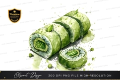 Green sushi roll clipart png Product Image 1