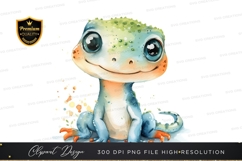 Cute cartoon lizard clipart png Product Image 1