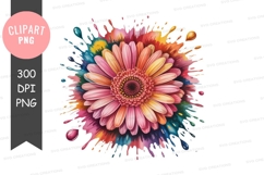 Colorful flower splash clipart png Product Image 1