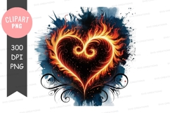 Fiery heart clipart png Product Image 1