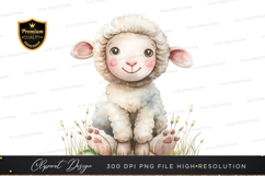 Cute lamb sitting in grass clipart png Product Image 1