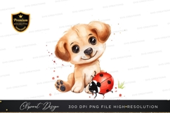 Cute puppy with ladybug clipart png Product Image 1