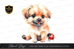 Playful puppy with ladybug Product Image 1