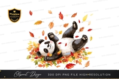 Panda in autumn leaves clipart png Product Image 1