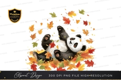 Panda in autumn leaves clipart png Product Image 1