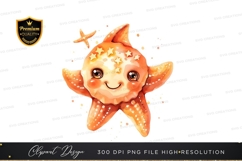 Cute cartoon starfish clipart png Product Image 1