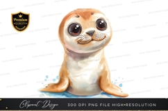 Cute seal pup in water clipart png Product Image 1