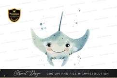 Happy cartoon stingray clipart png Product Image 1