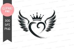 Heart with wings and crown clipart png Product Image 1