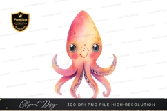 Happy pink octopus clipart png Product Image 1